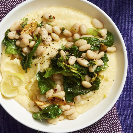 polenta with broad beans and white beans